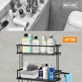 thumbnail image 4 of Over the Toilet Storage, Campomy 2 Tier Bathroom Organizer Over the Toilet Storage Shelf Metal with Adhesive Base and Hooks, 4 of 9