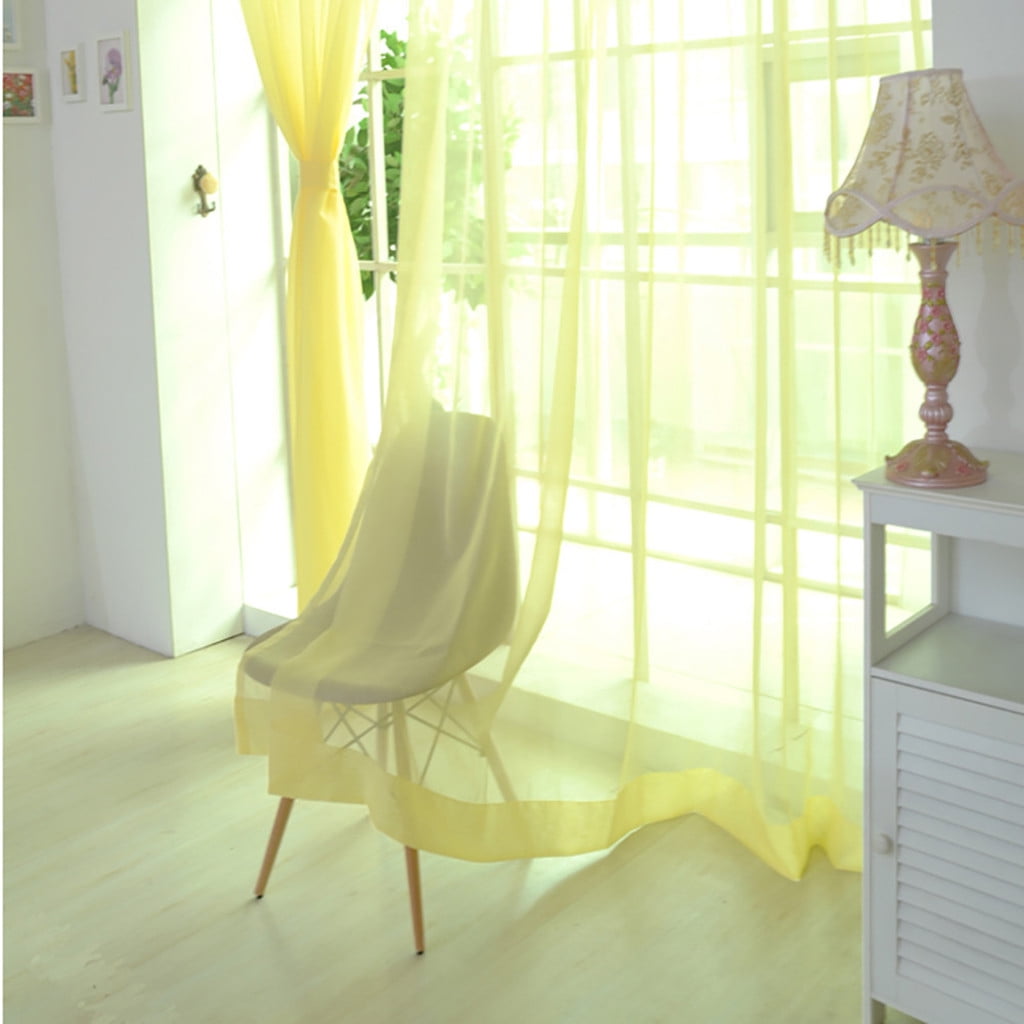 1PCS New Pure Color Tulle Door Window Curtain Drape Panel Sheer Scarf Valances 