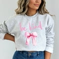 thumbnail image 2 of Be Kind Pink Bow Graphic Coquette Sweatshirt, 2 of 7