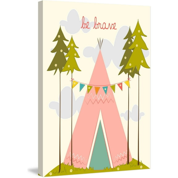 "Be Brave Pink" Painting Print on Wrapped Canvas