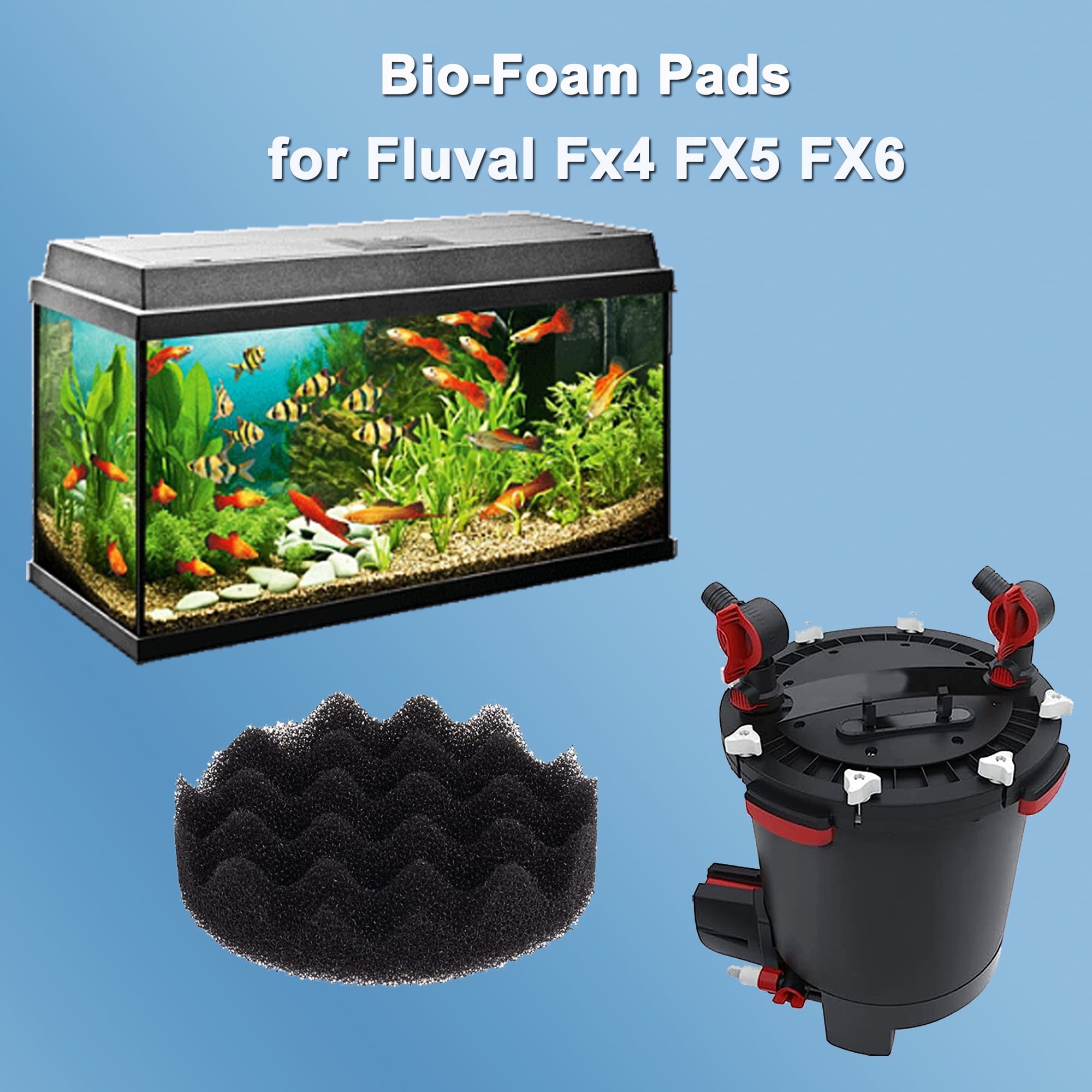 Qzbhct 6 Pcs Aquarium Bio Foam Filter Pads for Fluval FX4 / FX5 / FX6 Canister Filtration Systems