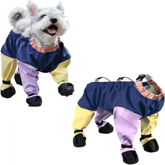 GASTROPOD Dog Snowsuit with Attached Boots, Suspender Booties for Small Dogs Anti-Slip, Pet Paws Protector Dirty-Proof Waterproof, Pet Snow Pants Shoes for Outdoor Walking Running Hiking Pants Boots