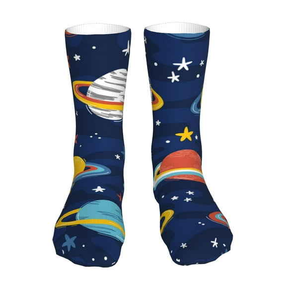 Easygdp Planets and Stars Ankle Socks for Women Stocking Mid Calf Socks Ultra Stretchy for Boots Sneakers Loafer