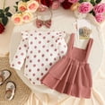 thumbnail image 5 of Outfits for Girls Ruffle Polka Dot Print Long Sleeve Crew Neck Onesie And Overall Skirt Headband 3 Piece Casual Wear Baby Girls' Clothing Sets 9 Months-12 Months, 5 of 5