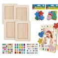 thumbnail image 1 of Kit de manualidades para pintar marcos de fotos, marcos de fotos de madera con soporte, juego de herramientas para pintar, pegatinas de Eva con purpurina y estrellas en forma de corazón para regalar,, 1 of 5