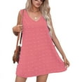 thumbnail image 2 of Women'S Casual Summer Sun Dresses Polka Dot Beach Cover Up V Neck Sleeveless Tank Dress with Pockets Pink XXL, 2 of 8