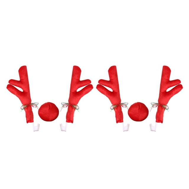 Riwesomey 3 unids/set ciervos Navidad decoración coche vehículo nariz cuerno disfraz Kit Navidad cuernos adornos Auto decoración rojo 2piezas Riwesomey CBP106131
