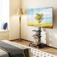 thumbnail image 5 of RTVR Rolling Mobile TV Stand with Swivel Mount for 32"-75" TVs up to 110 lbs, Height Adjustable with 2 Shelves Black, 5 of 11