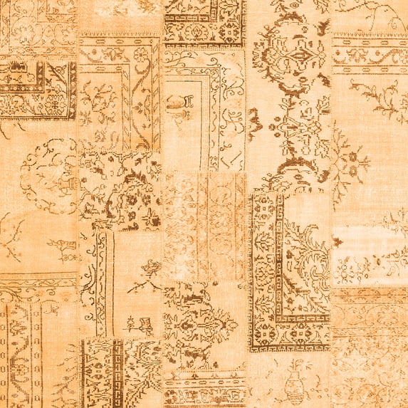 Ahgly Company Indoor Square Abstract Orange Contemporary Area Rugs, 4' Square