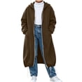 thumbnail image 2 of VEKDONE Girls Long Hoodie Jacket Full Zip Oversized Maxi Length Hooded Sweatshirt Coat with Pockets & Drawstring Hem Casual Loose Long Sleeve Outerwear for Fall Winter Brown,120, 2 of 7