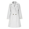 thumbnail image 6 of ClodeEU Women's Wool Blend Coat,Notched Collar Double Breasted Mide Long Trench Coat Outwear White,Womens Plus XXL, 6 of 8