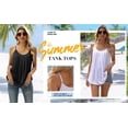 thumbnail image 4 of Summer Beach Tank Tops for Women Pleated Adjustable Strap Camisole Loose Fit Casual Sleeveless Black XL, 4 of 12