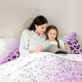 thumbnail image 5 of Castle Fairy Girls Female Women Animal Leopard Print Bedding Comforter Set 2pcs,Bling Purple Glitter Twin Comforter Sets Microfiber,Dreamy Princess Breathable Bedding Set,Ultra Soft Home Decor, 5 of 8