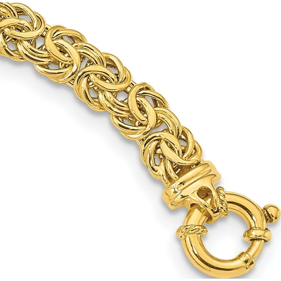 14K Yellow Gold Fancy 7mm Flat Byzantine Bracelet (7.5 X 7) Made In Italy sf2732-7.5