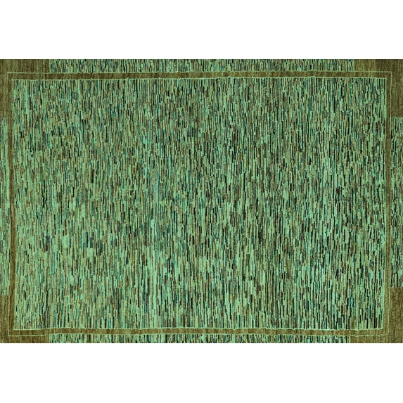 Ahgly Company Indoor Rectangle Abstract Turquoise Blue Modern Area Rugs, 7' x 10'