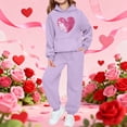 thumbnail image 3 of Zefriona Kids Casual Heart Graphic Long Sleeve Hoodie and Cuffed Tracksuit Pants Set 2-13Y Purple Size 3T, 3 of 6