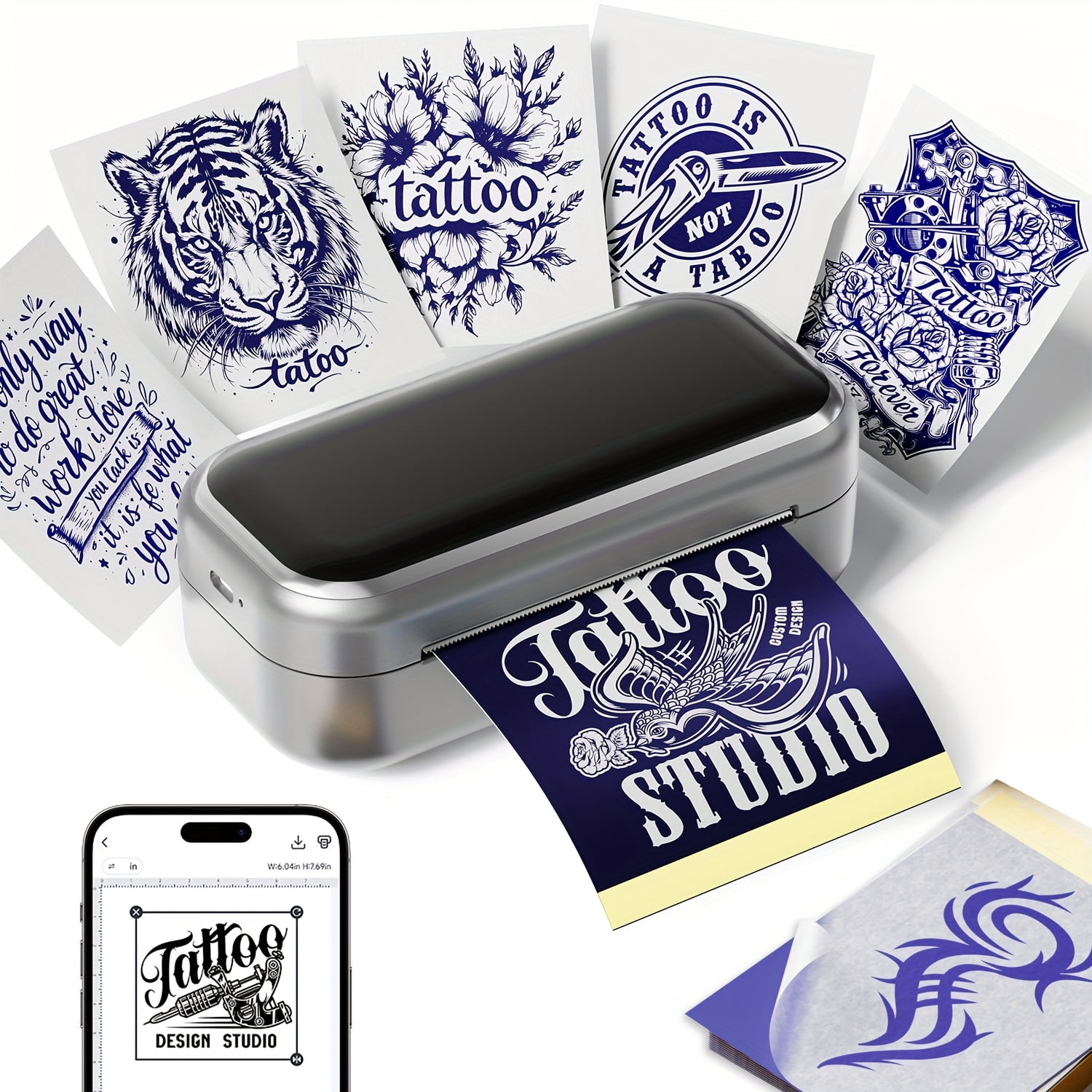 Tattoo Stencil Printer That Comes with 30 Sheets of Transfer Paper, Ideal for Tattoo Lovers, Beginners, And Artists, Perfect for Enjoyment, Gifting, And Creative Projects