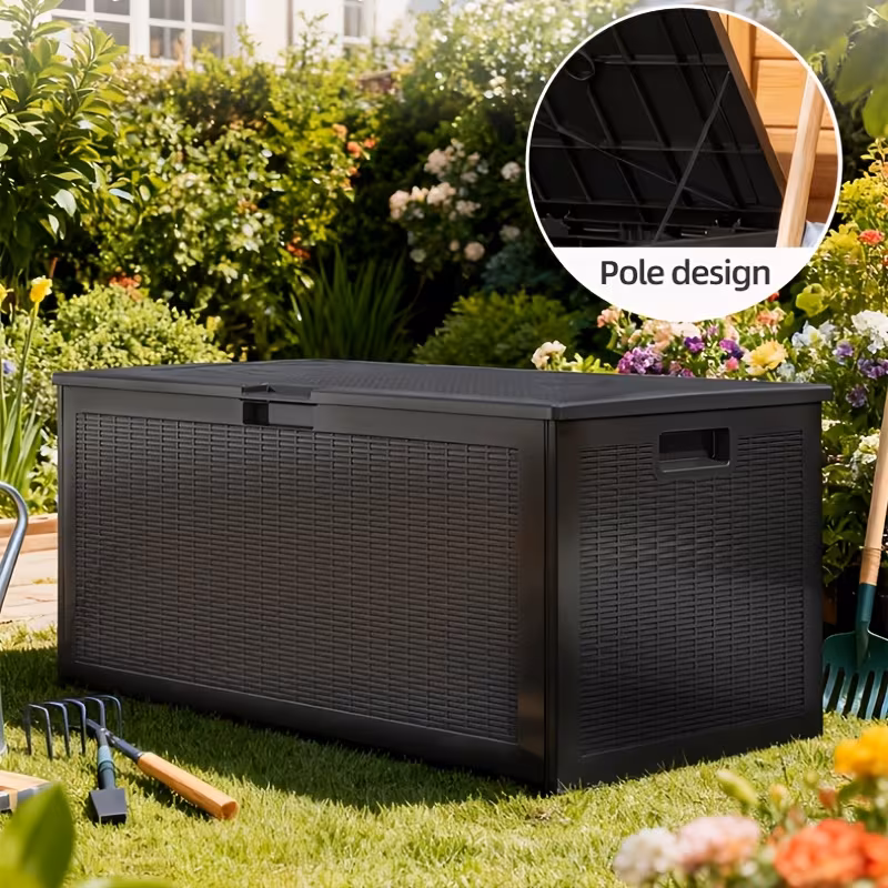 100-Gallon Waterproof Lockable Resin Deck Box, Indoor and Outdoor Storage for Patio Cushions, Pool, Garden and Yard Furniture
