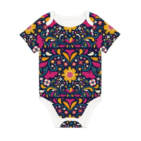 

Matuu Cinco De Mayo Floral for Baby Short-Sleeve Bodysuit Soft Cotton Comfortable and Breathable Perfect for Newborns and Infants
