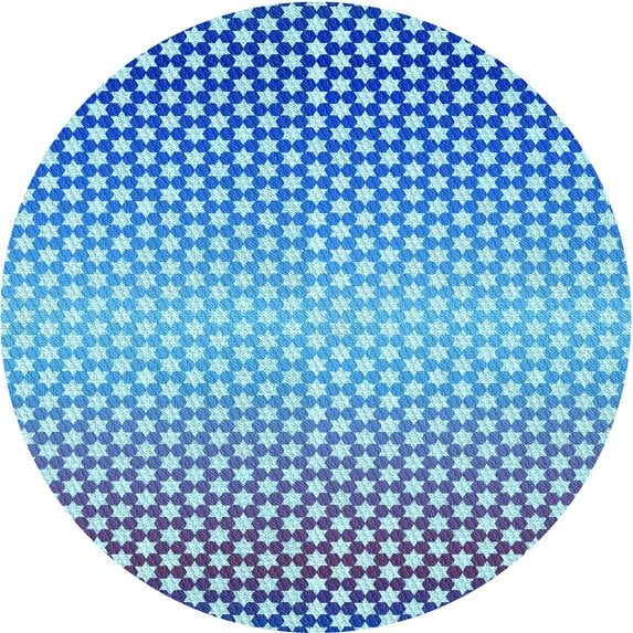 Ahgly Company Indoor Round Patterned Ocean Blue Area Rugs, 3' Round