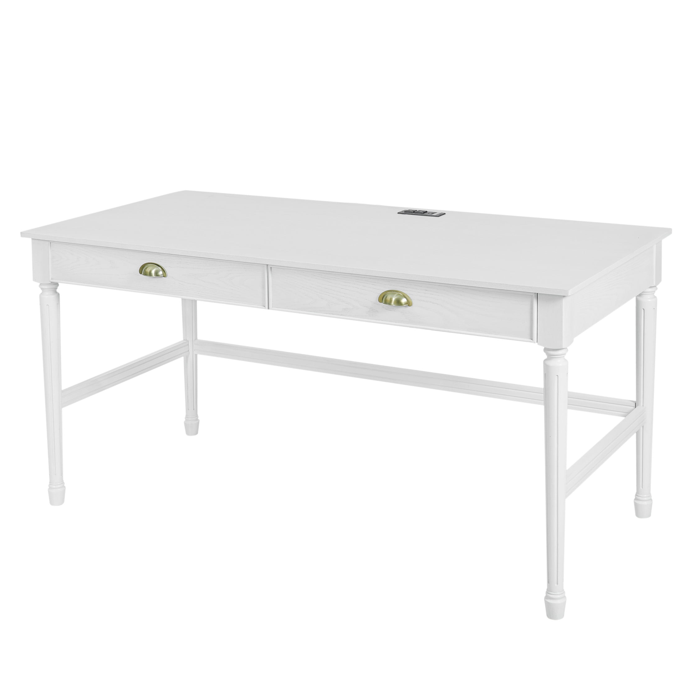 Christopher Knight Home 60" Modern Wooden Home Office Writing Desk with Drawers and USB Ports, White