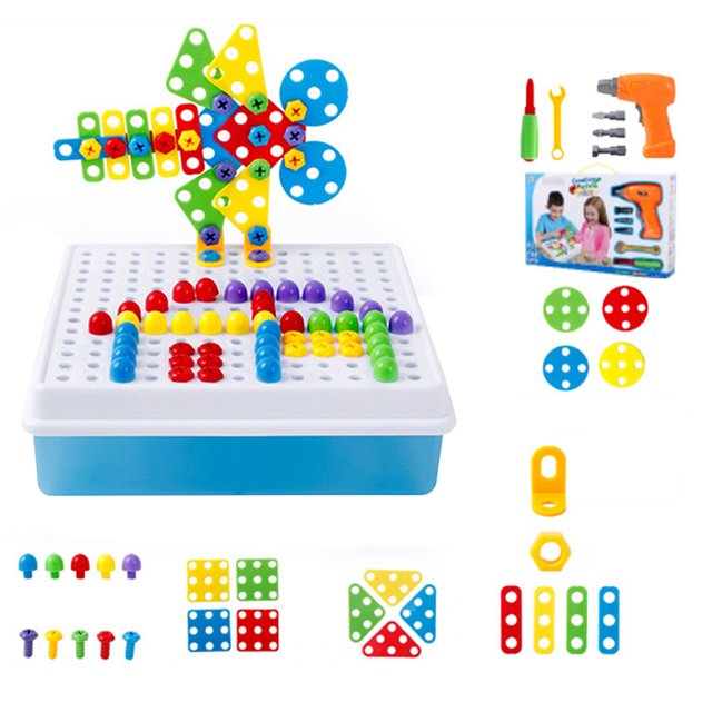 Bangcool Kids Drill Toy Set Educational Creative Drill Works Toys Building Block Set