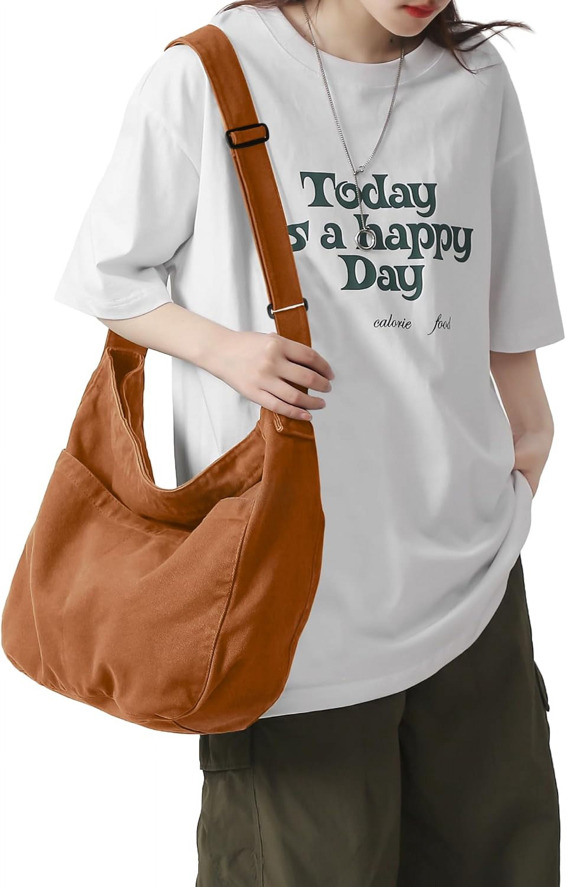 Canvas Tote Bag for Women Large Hobo Crossbody Handbags Casual Shoulder Purse with Multiple Pockets