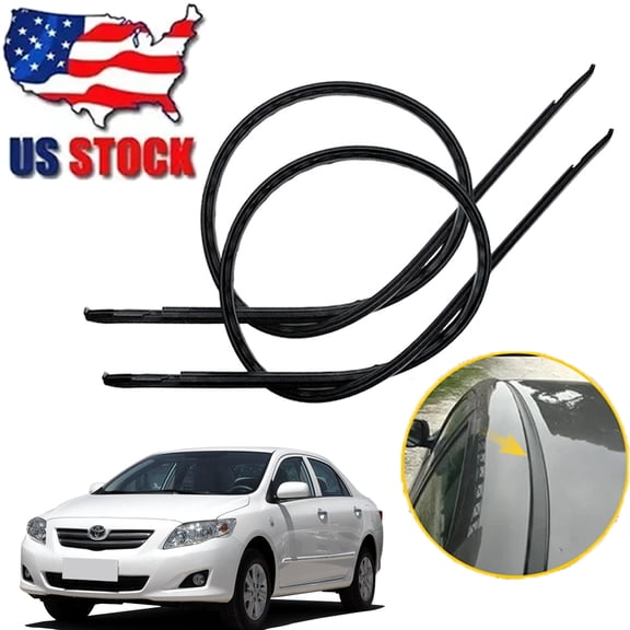 2Pcs Black Roof Strip Trim Molding Sealant Kit For 2003-2008 Toyota Corolla