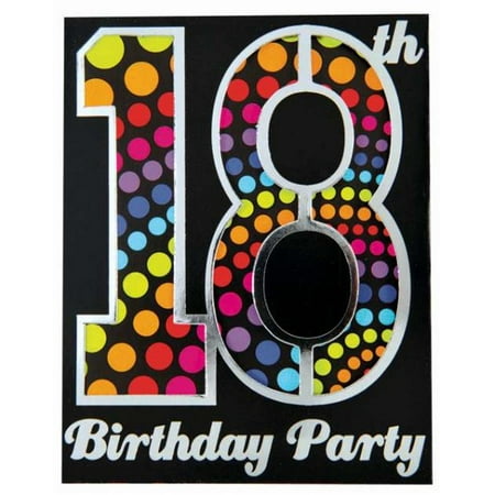 Happy Birthday 'Rainbow Polkadots' 18th Birthday Novelty Invitations w/ Envelopes