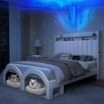thumbnail image 1 of SIBEDS Bed Frame with Storage Drawers and Galaxy Star Projector PU Upholstered White Headboard, Queen, 1 of 9