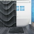 thumbnail image 2 of Bath Curtain & Non-Slip Bath Mat Set 12-Grommet Shower Curtain Memory Foam Bath Rug Dark Gray Wave Pattern, 2 of 8