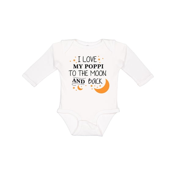 Inktastic I Love My Poppi to the Moon and Back Boys or Girls Long Sleeve Baby Bodysuit