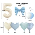 thumbnail image 1 of Light Blue Love Number 42pcs Balloon Set, Fresh Checkered Heart Balloons, Suitable for Baby Birthday Balloon Decorations., 1 of 5
