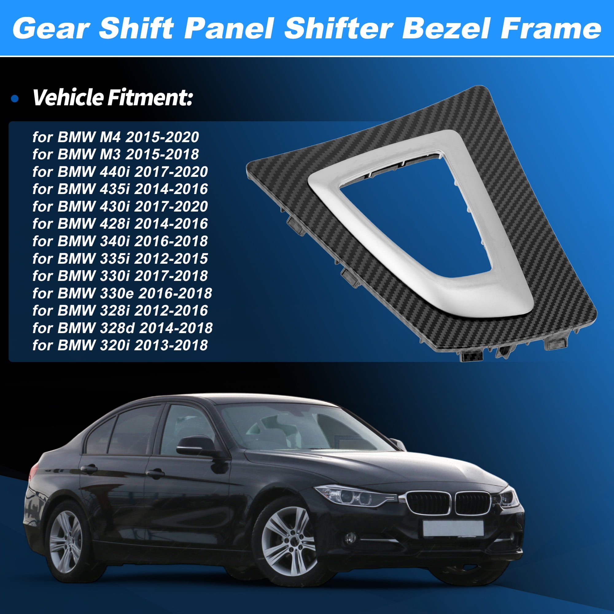 Unique Bargains Gear Shift Panel Shifter Bezel Frame Cover for BMW 3 4 Series F30 F31 F34 F35 F32 F33 F36 No.51169234131 Carbon Fiber Pattern Center Console Control Panel Trim