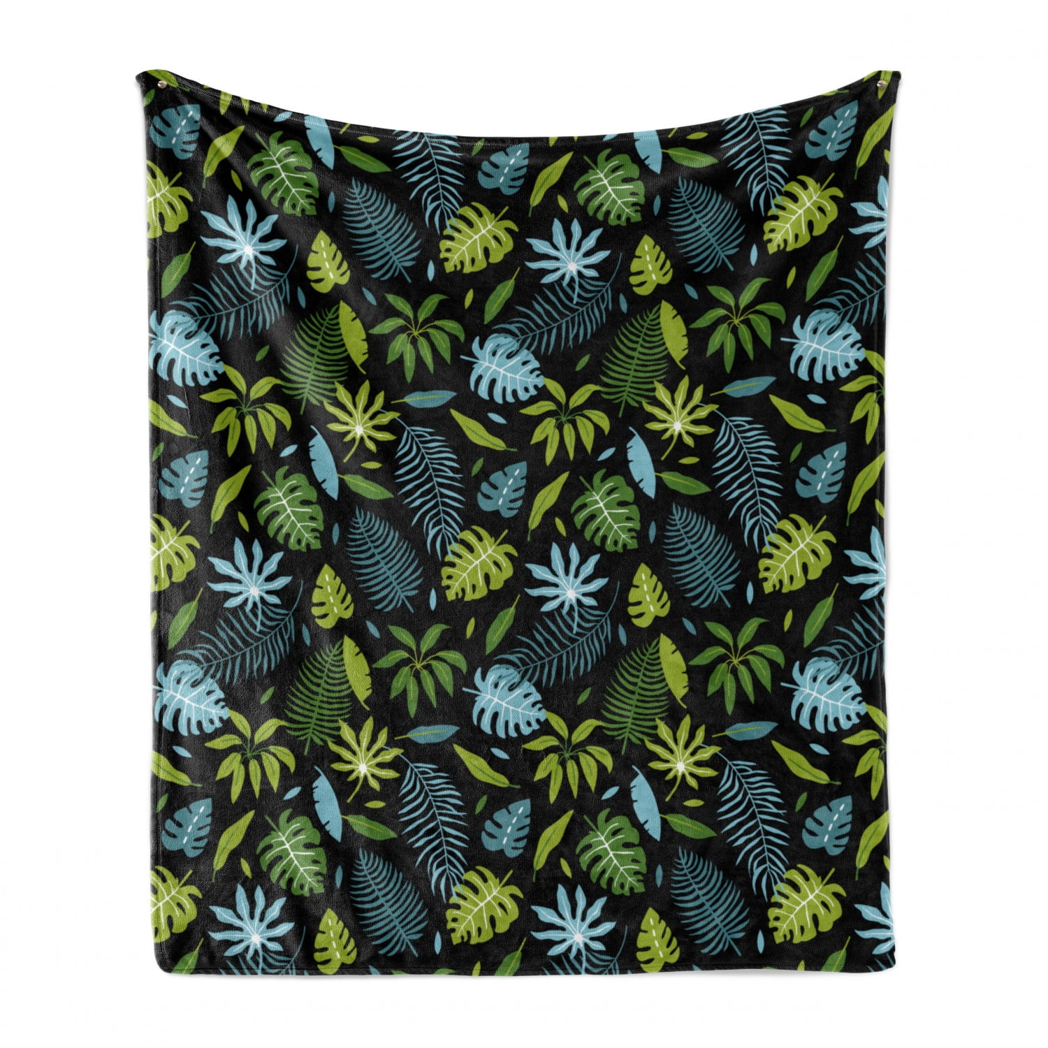Floral Banana Leaves Elephant Print Hooded Blanket