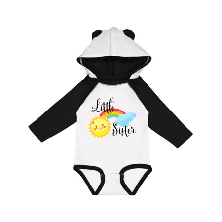 

Inktastic Little Sister- sun and rainbow Gift Baby Girl Long Sleeve Bodysuit