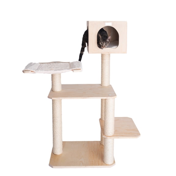 Armarkat Model Premium Scotch Pine, Solid Wood,real wood Cat Tree, 50" Tall S5103