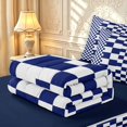 thumbnail image 6 of Manfei Modern Checkered Zipper Twin Comforter Sets with Fitted Sheet and 2 Pillowcases,Art Grid Zipper Bedding Set,Navy,Navy Blue Reversible,4pcs, 6 of 8