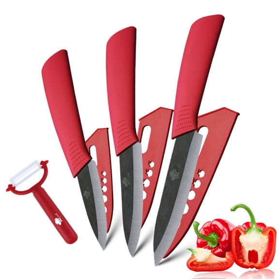 Black Ceramic Knives Sharp 5-inch Utility Knife 4-inch and 3-inch Fruit Paring Knife,Kitchen Knife for Cutting Boneless Meats, Sashimi, Fruits and Vegetables