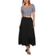 thumbnail image 2 of Falda A-Line de Verano INSPIRE CHIC para Mujer, Cintura Alta Elástica, Sólida, Fluida, Casual, Midi, S Negro, 2 of 6