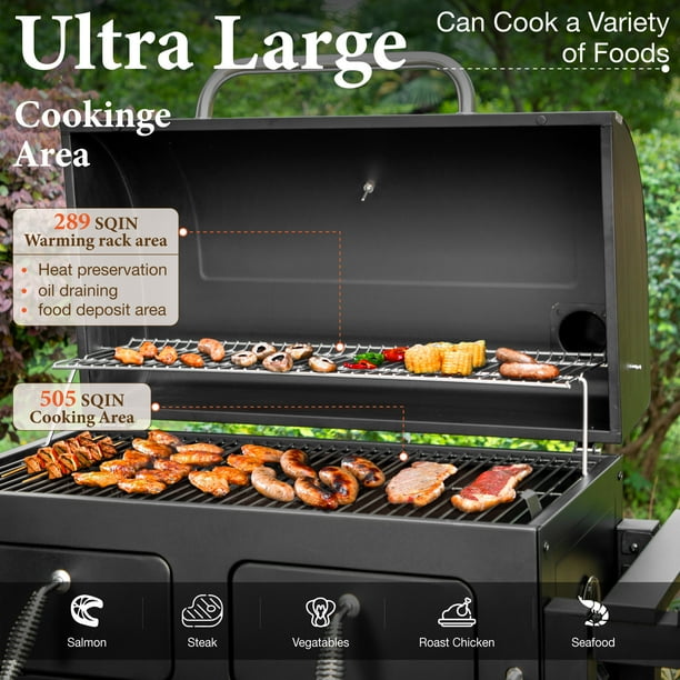Summit Living 34'' Charcoal Grill Extra Large Portable BBQ Grill