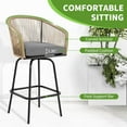 thumbnail image 5 of HOMEFUN Outdoor Bar Stools Set of 2 - Handwoven PE Rope Patio Bar Chairs with 360° Swivel Base, Cushions and Metal Frame, All-Weather Counter Height Bar Stools with Back for Balcony, Garden, 5 of 7