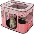 thumbnail image 2 of Pink Rectangular Cat & Rabbit Play Pen - Foldable, Portable & Ideal for Indoor, Outdoor & Camping Use - S (27.55*21.65*17.71in), 2 of 16