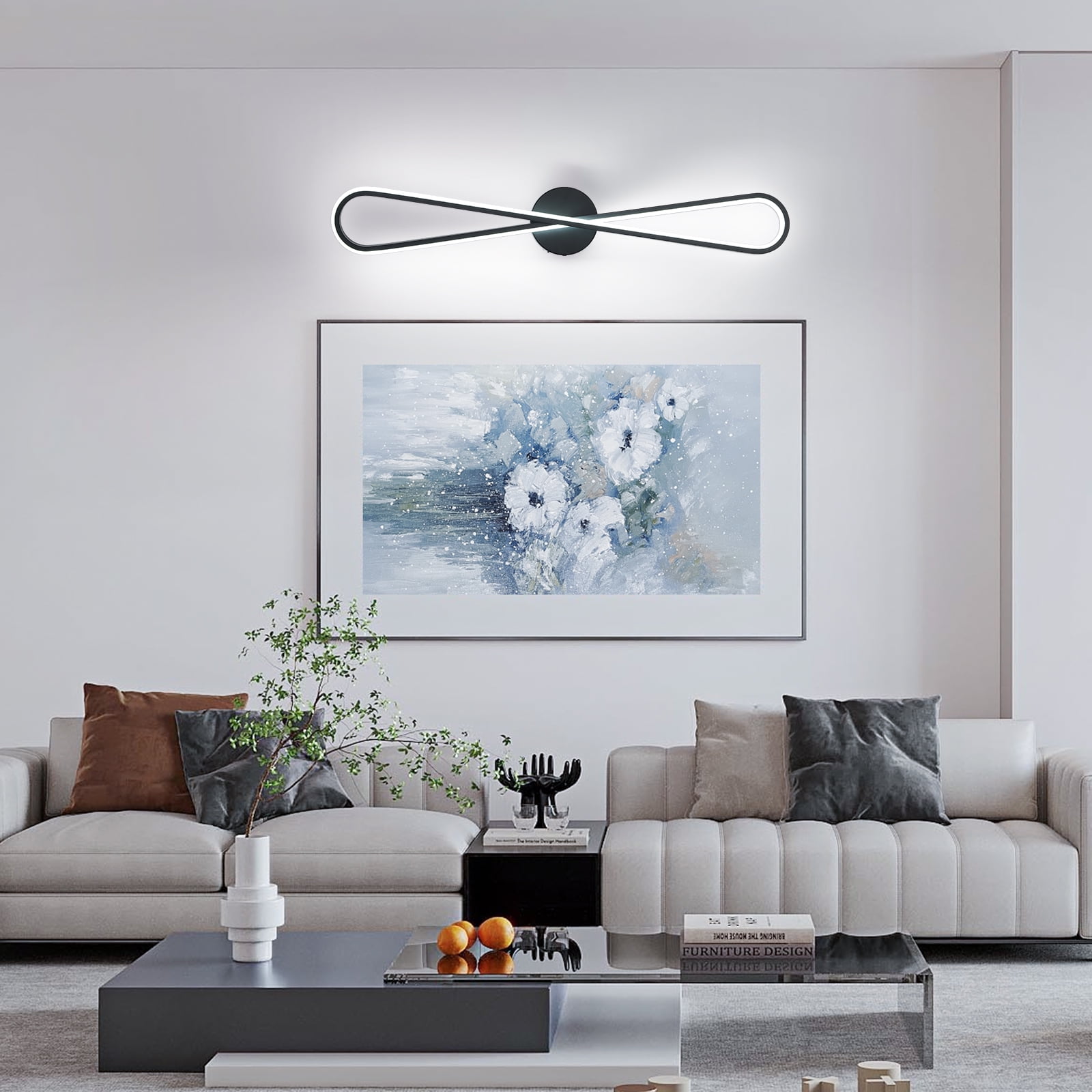 Black Vanity Light 31.5" Modern Led Wall Light for Bathroom 25W Hardwired Wall Mount Lamp Over Bathoom Vanity Mirror Dimmable Bathroom Lighting Fixture 5CCT(3000K-6000K)