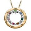 Personalized Women's Gold or Rhodium Plated Family Two-Tone Double Disc Name and Birthstone Pendant