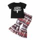 thumbnail image 1 of Conjunto De Algodón Con Cuello Redondo Para Niñas, Manga Corta, Pantalón Informal Con Estampado De Vaca, Conjunto De Pantalones Acampanados Odeerbi  LM103-7307, 1 of 7