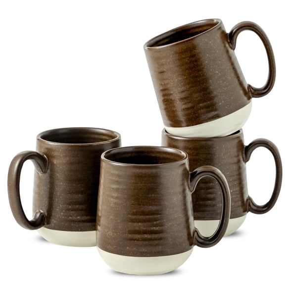 Set de tazas de café Hasense Ceramic, 450 ml, 4 piezas, color marrón