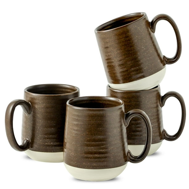 Set de tazas de café Hasense Ceramic, 450 ml, 4 piezas, color marrón