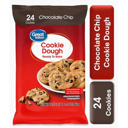 Great Value Ready to Bake Regular Chocolate Chip Cookie Dough, 16.5 oz