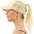 thumbnail image 1 of LAICAIW Ponytail Baseball Cap Messy High Bun Adjustable Mesh Trucker Sun Hat for Women, 1 of 3